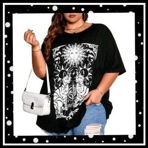 MYSTICAL CATS ☆ GRAPHIC PRINT ☆ MIDNITE BLACK ☆ OVERSIZED TEE ☆ 5x ☆ NWT